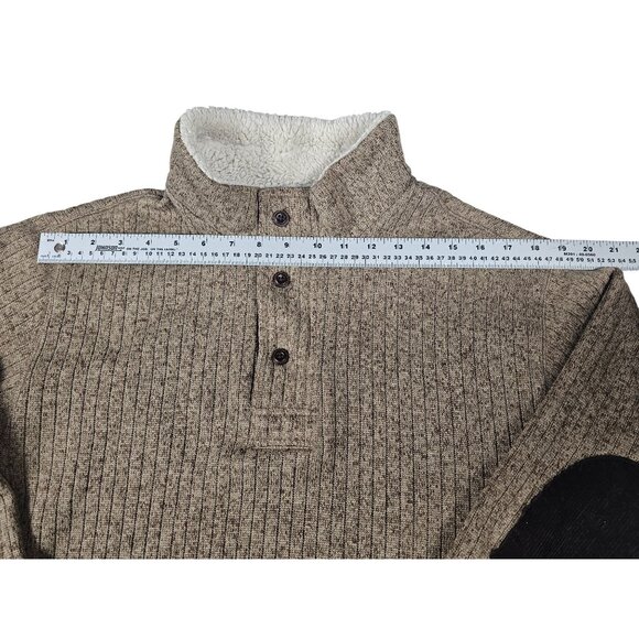 Weatherproof Vintage Sherpa Sweater Large Brown Elbow Patch - Picture 3 of 9